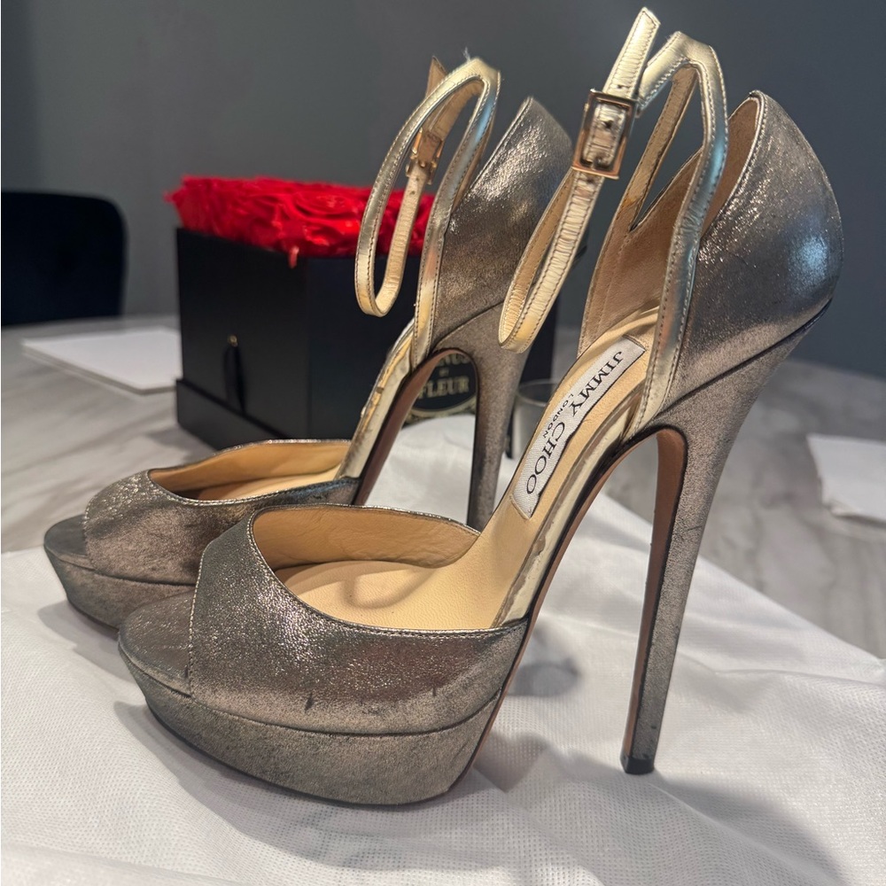 Jimmy Choo Pearl 145 Silver/Gunmetal Heel